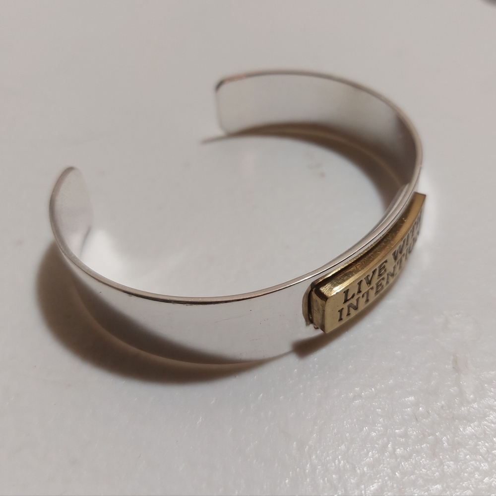 Rustic Cuff Live With Intention Affirmation Gold … - image 2